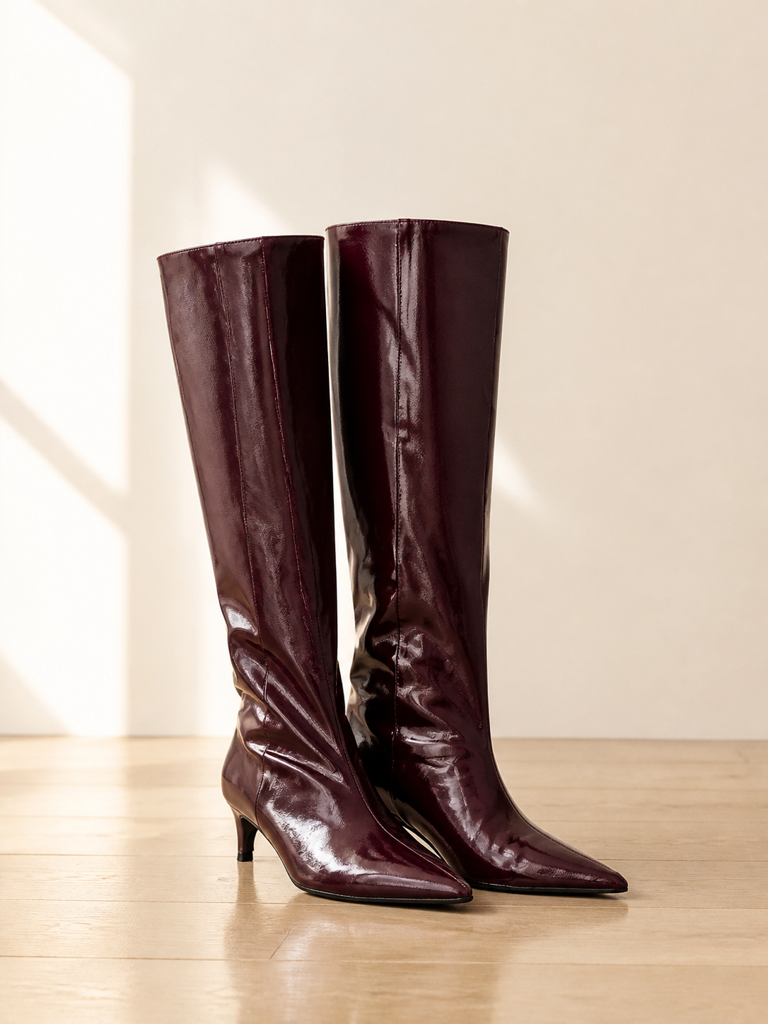 AI Shoe Catalog | shoes-all-2026-08-21 | Over Knee Block Heel Boots Elegant High Boots | Burgundy | 02-hero