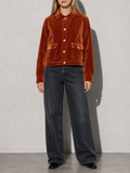 Code Culture catalog | pocket-flap-decoration-polo-collar-velvet-jacket | color-gold | zoom detail