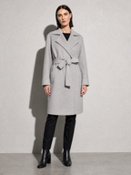 Women's Long Sleeve Woolen Coat in Gray - main view