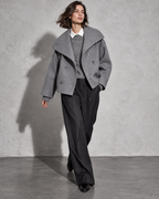 Women's Coat Cropped Double-Breasted Front