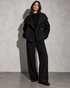 Women's Coat Cropped Double-Breasted Front