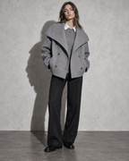 Women's Coat Cropped Double-Breasted Front