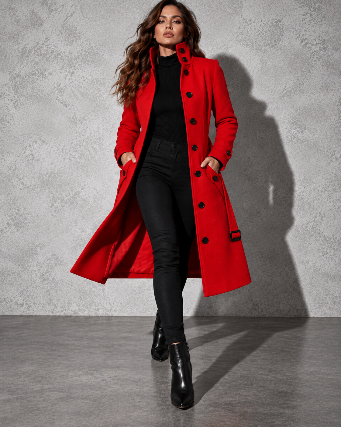 Women's Coat Longline High Stand Collar