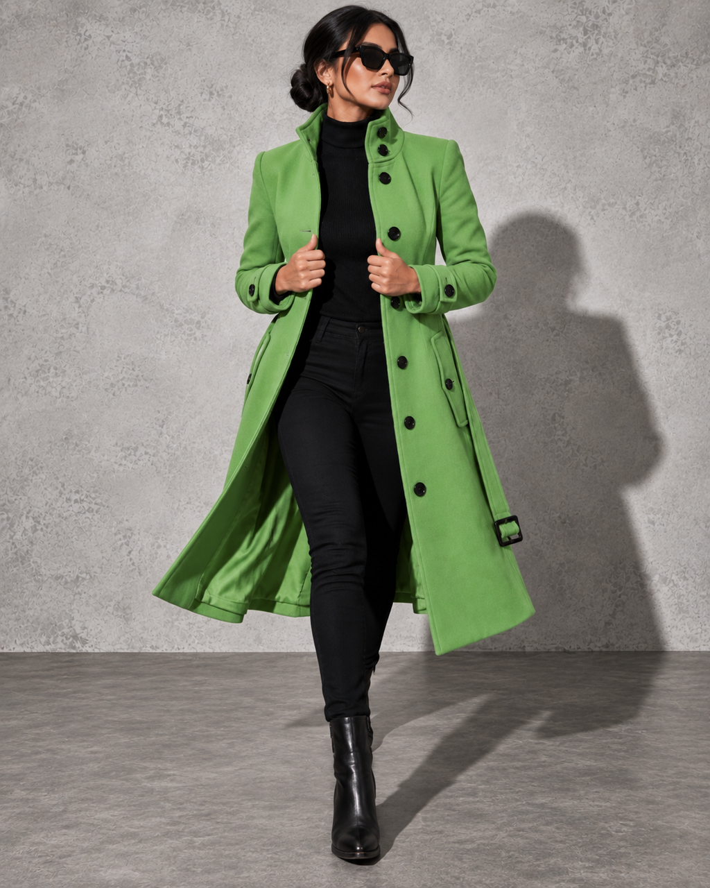 Women's Coat Longline High Stand Collar