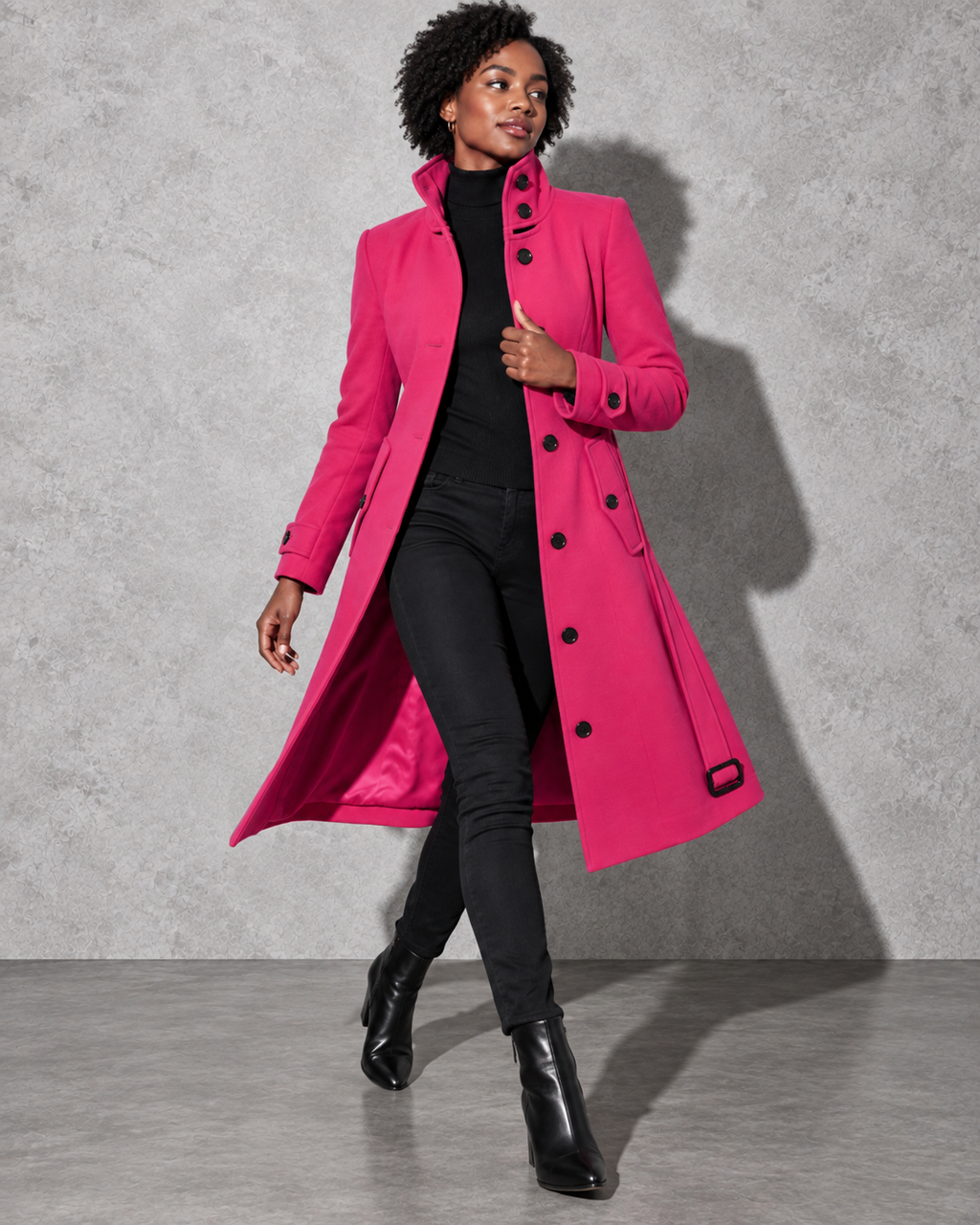 Women's Coat Longline High Stand Collar