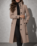 Women's Coat Longline High Stand Collar