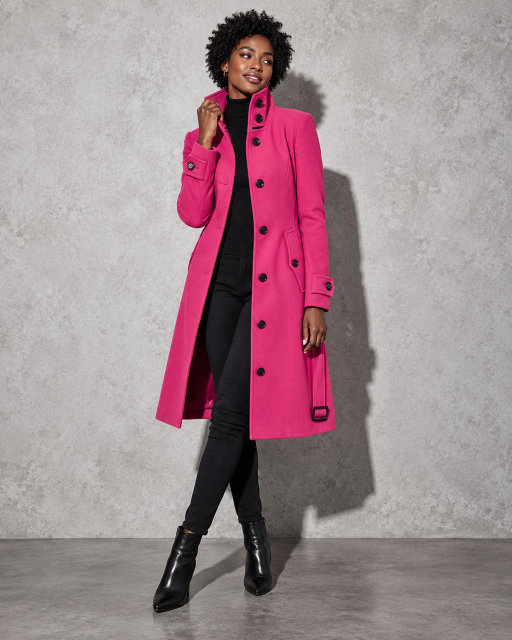 Women's Coat Longline High Stand Collar