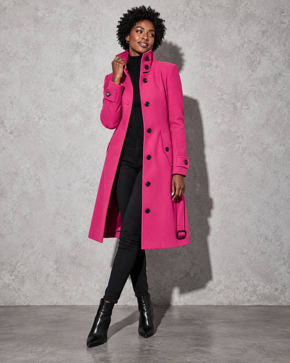 Women's Coat Longline High Stand Collar
