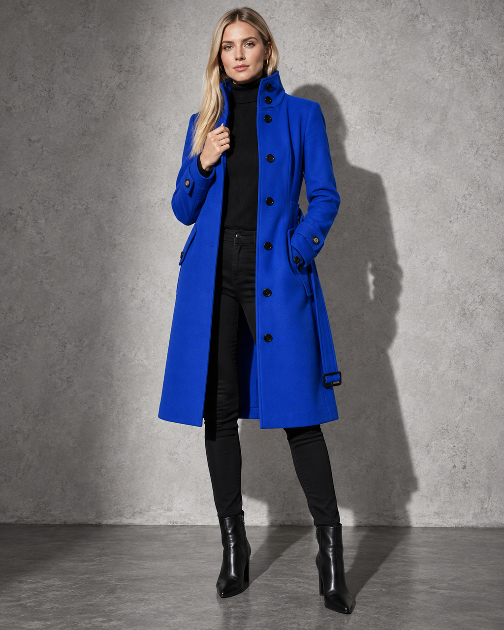 Women's Coat Longline High Stand Collar