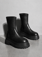 Autumn Chimney Martin Platform Boots - Black Premium Leather Finish Shoe Macro