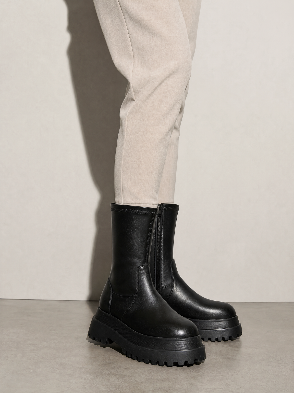 Autumn Chimney Martin Platform Boots - Black Premium Leather Finish Shoe Worn