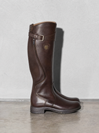 Women's mid-tube rider boots - Brown Premium Leather Finish Shoe Angle