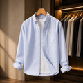 Unisex Long Sleeve Shirt with Oxford Stripes