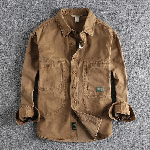 Unisex Classic Workwear Shirt with Heavy Washed Finish