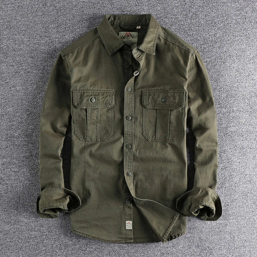 Unisex Cotton Overshirt Jacket with Double Chest Pockets