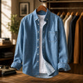 Unisex Denim Shirt with Button-Down Front and Chest Pocket