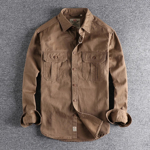 Unisex Cotton Overshirt Jacket with Double Chest Pockets