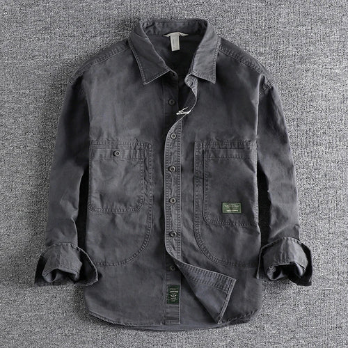 Unisex Classic Workwear Shirt with Heavy Washed Finish