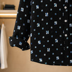 Unisex Shirt with Patchwork Print in Textured Linen