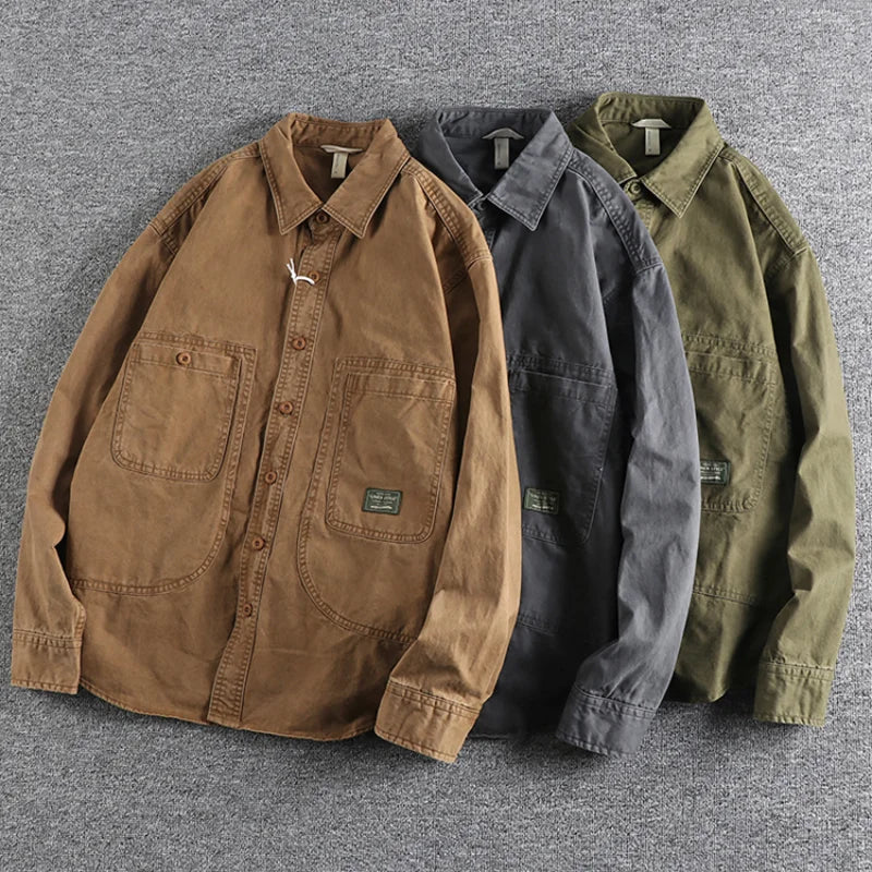 Unisex Classic Workwear Shirt with Heavy Washed Finish