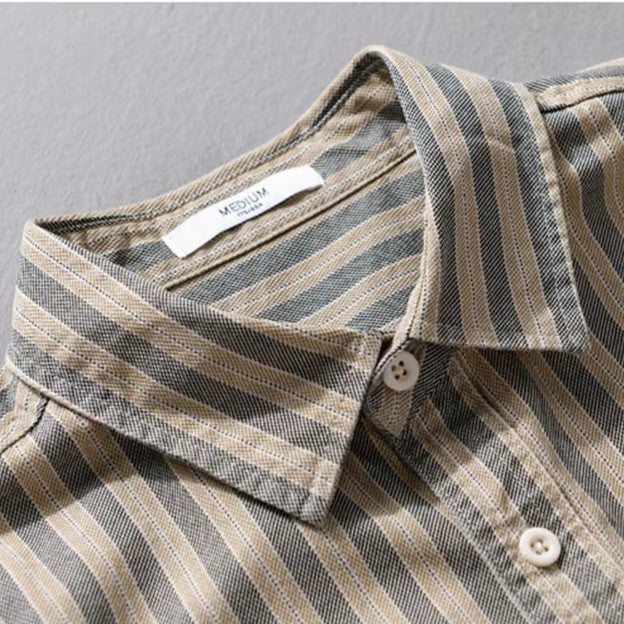 Unisex Striped Cotton Button Shirt