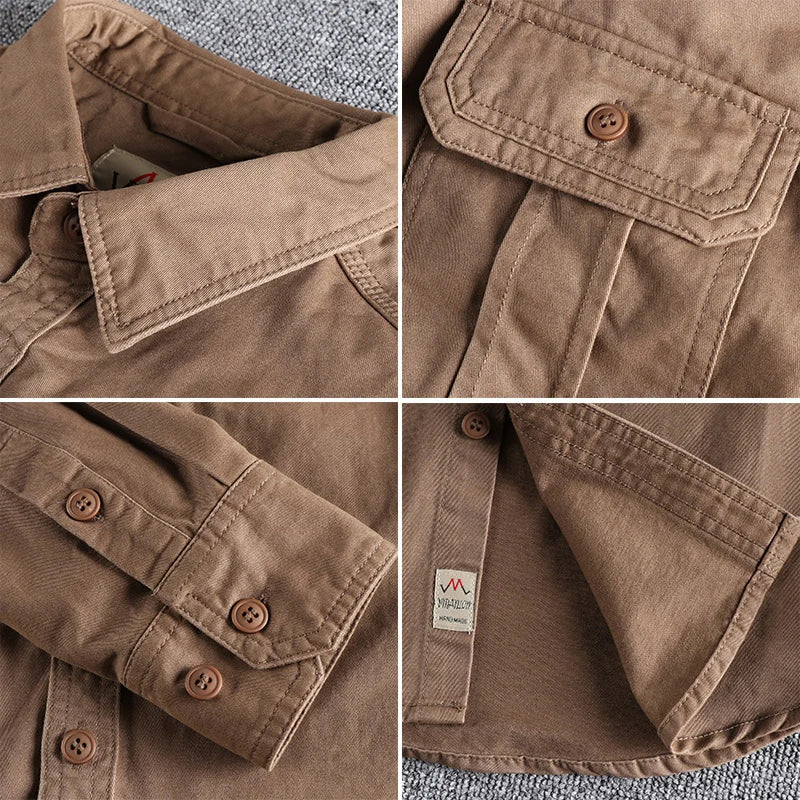 Unisex Cotton Overshirt Jacket with Double Chest Pockets