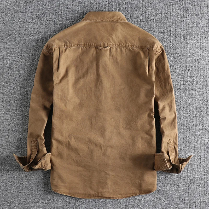 Unisex Classic Workwear Shirt with Heavy Washed Finish