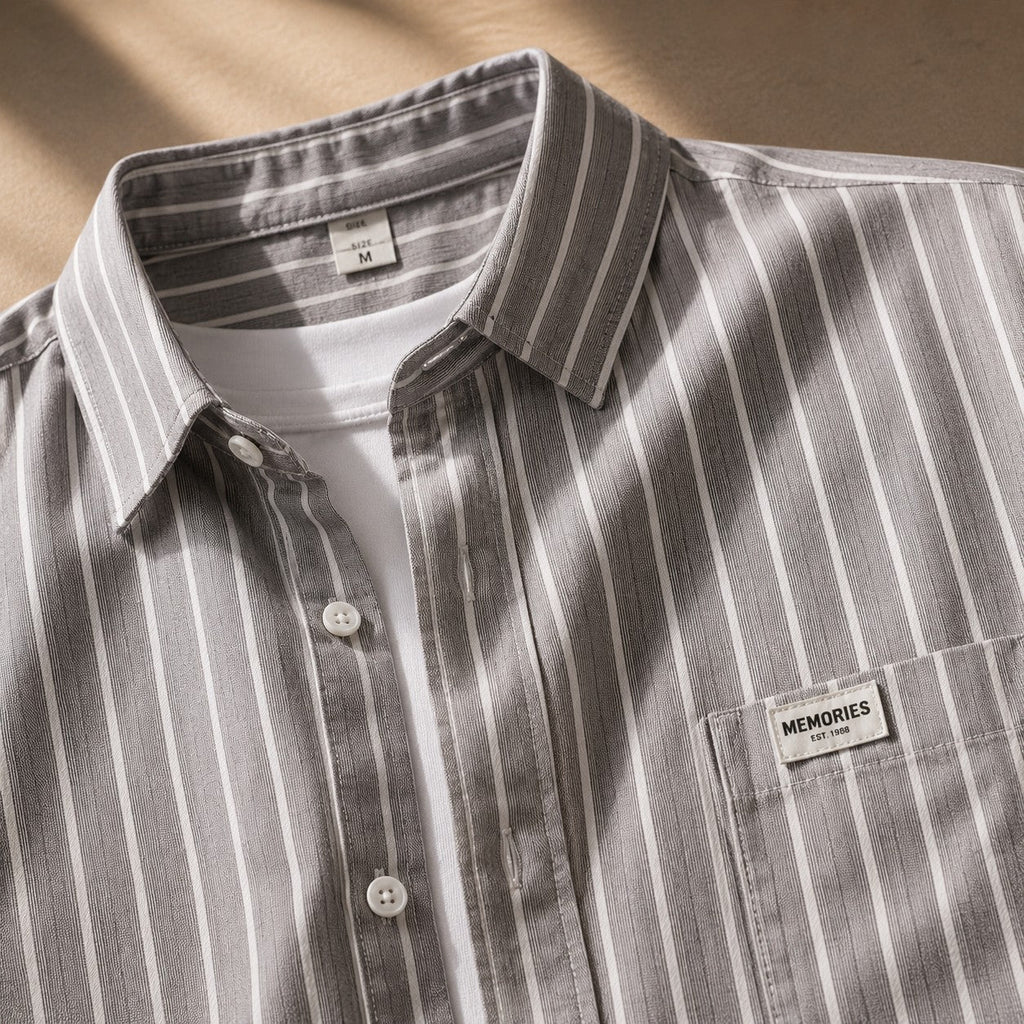 Unisex Long Sleeve Shirt with Oxford Stripes