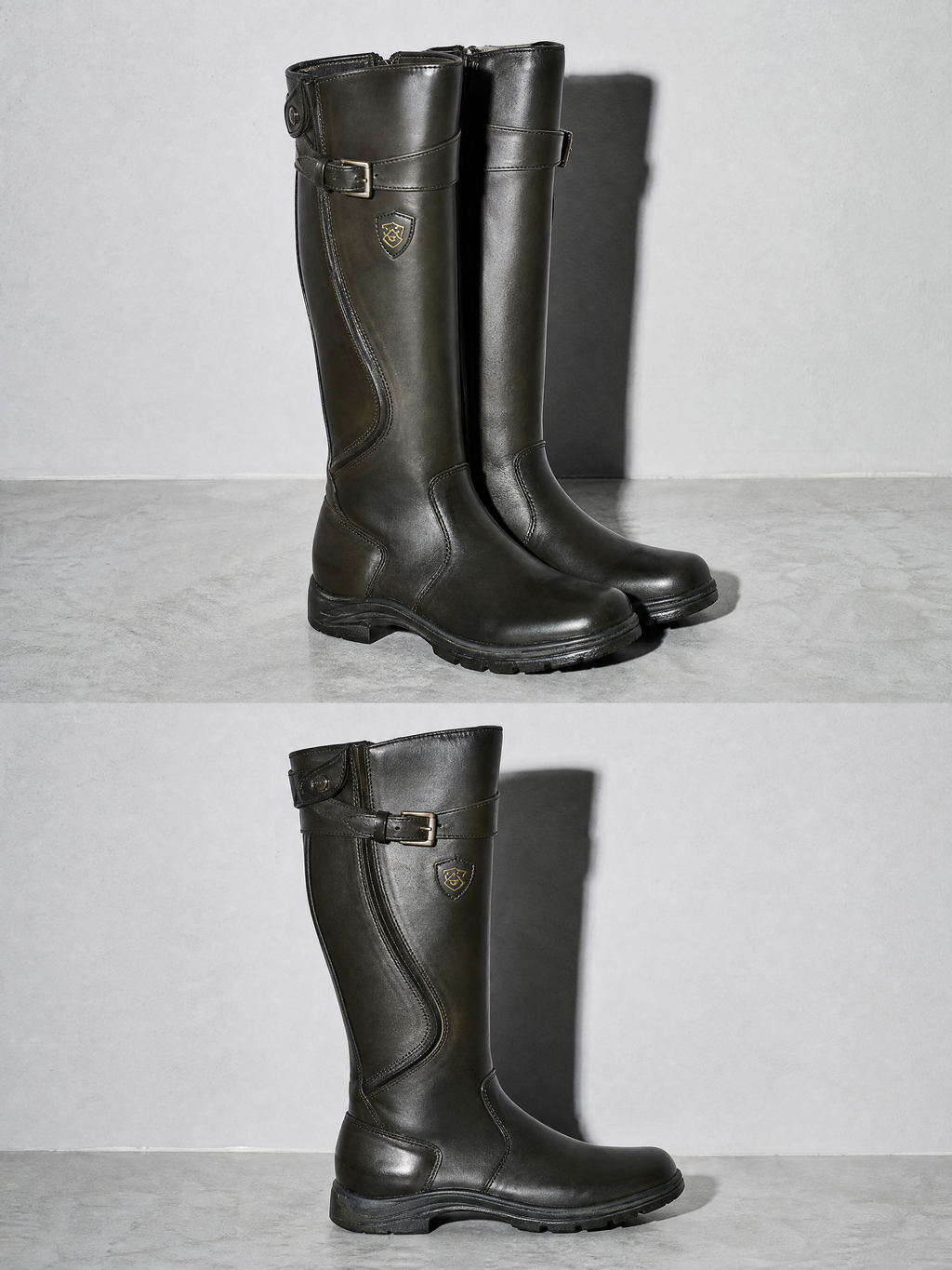 Women's mid-tube rider boots - Green 2 Premium Leather Finish Shoe Macro