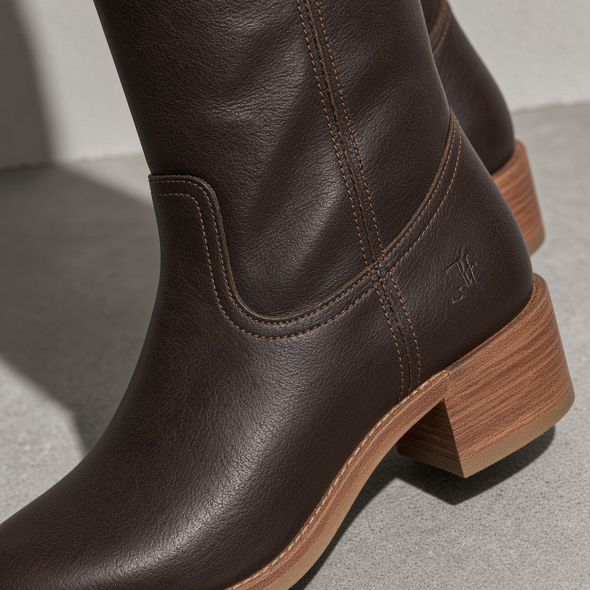 Boots For Women | Mid Calf Block Heel With Closed Toe — Sleeve & Cuff Detail