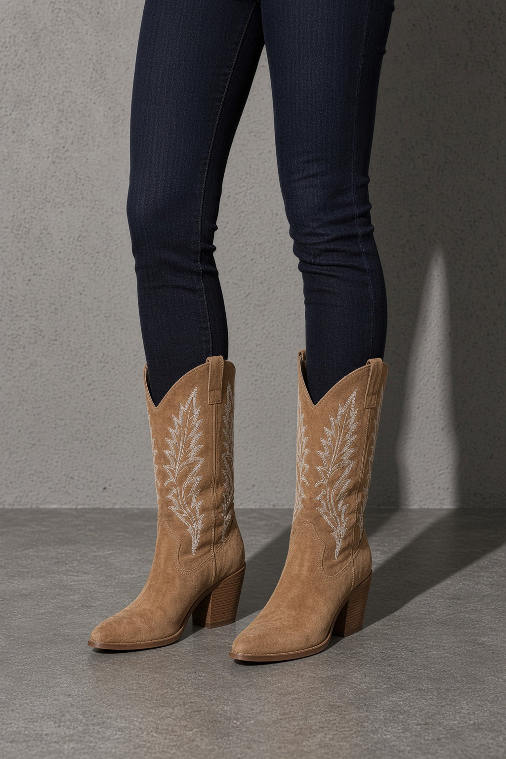 Women's Boots Embroidered Western Knee-High Shaft — Front Studio View