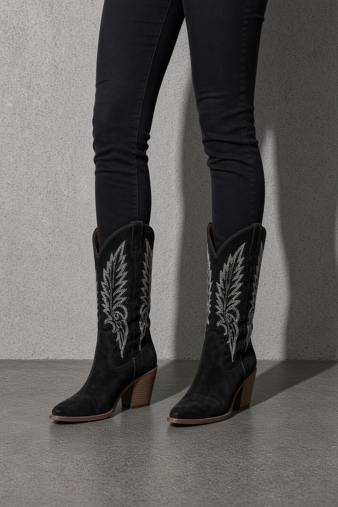 Women's Boots Embroidered Western Knee-High Shaft — Back View