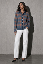 Women's Cardigan Button-Front Longline Shape — Pocket & Stitching Detail