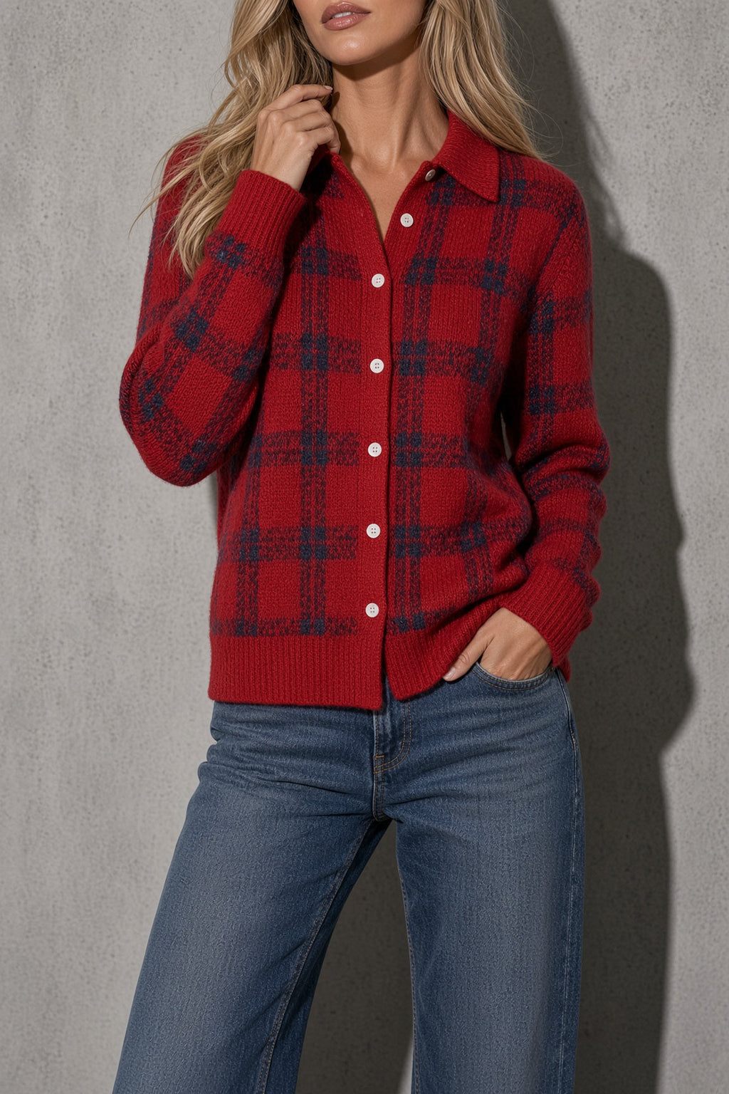 Women's Cardigan Button-Front Longline Shape — Flat Lay Garment View