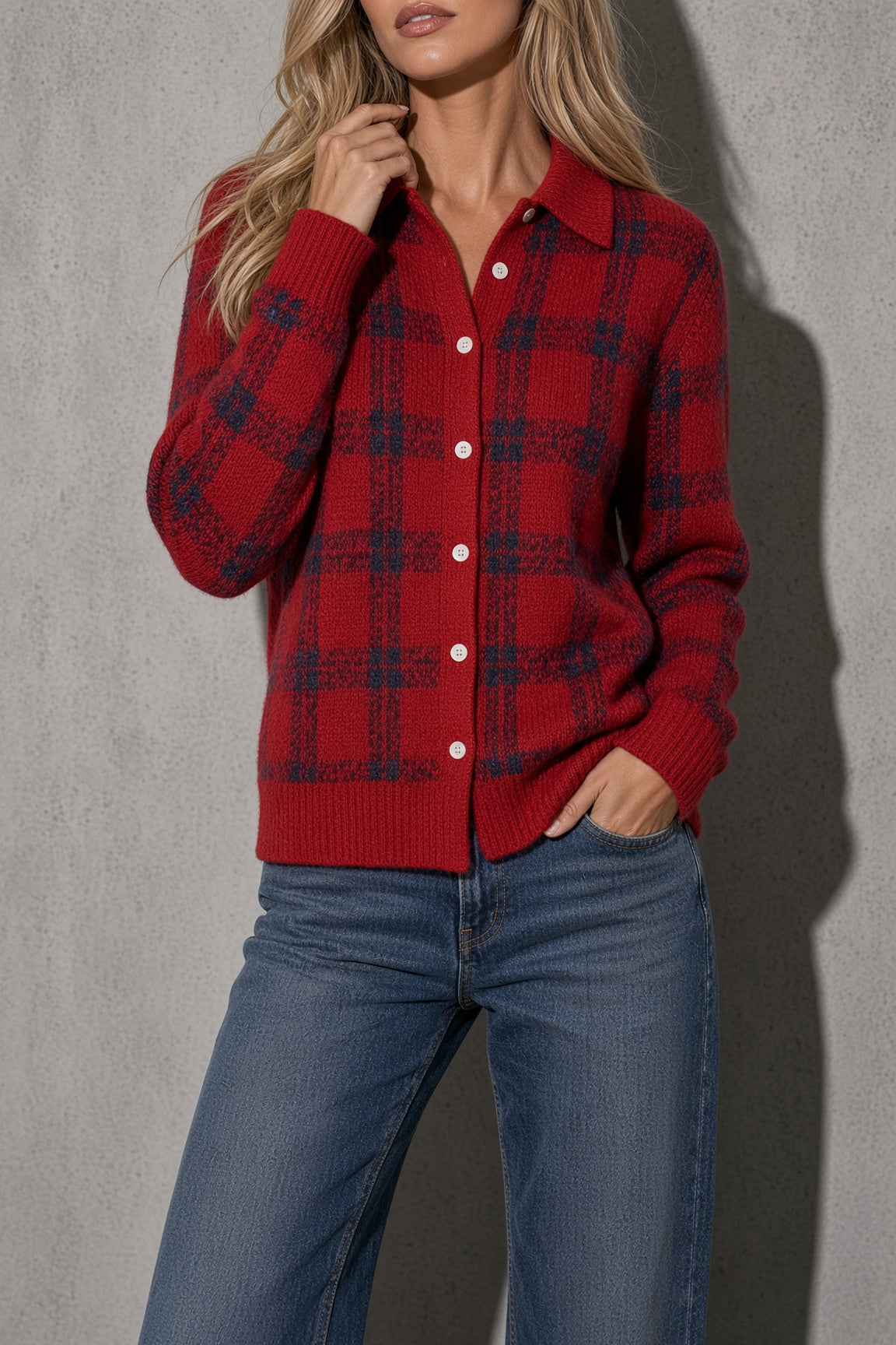 Women's Cardigan Button-Front Longline Shape — Flat Lay Garment View