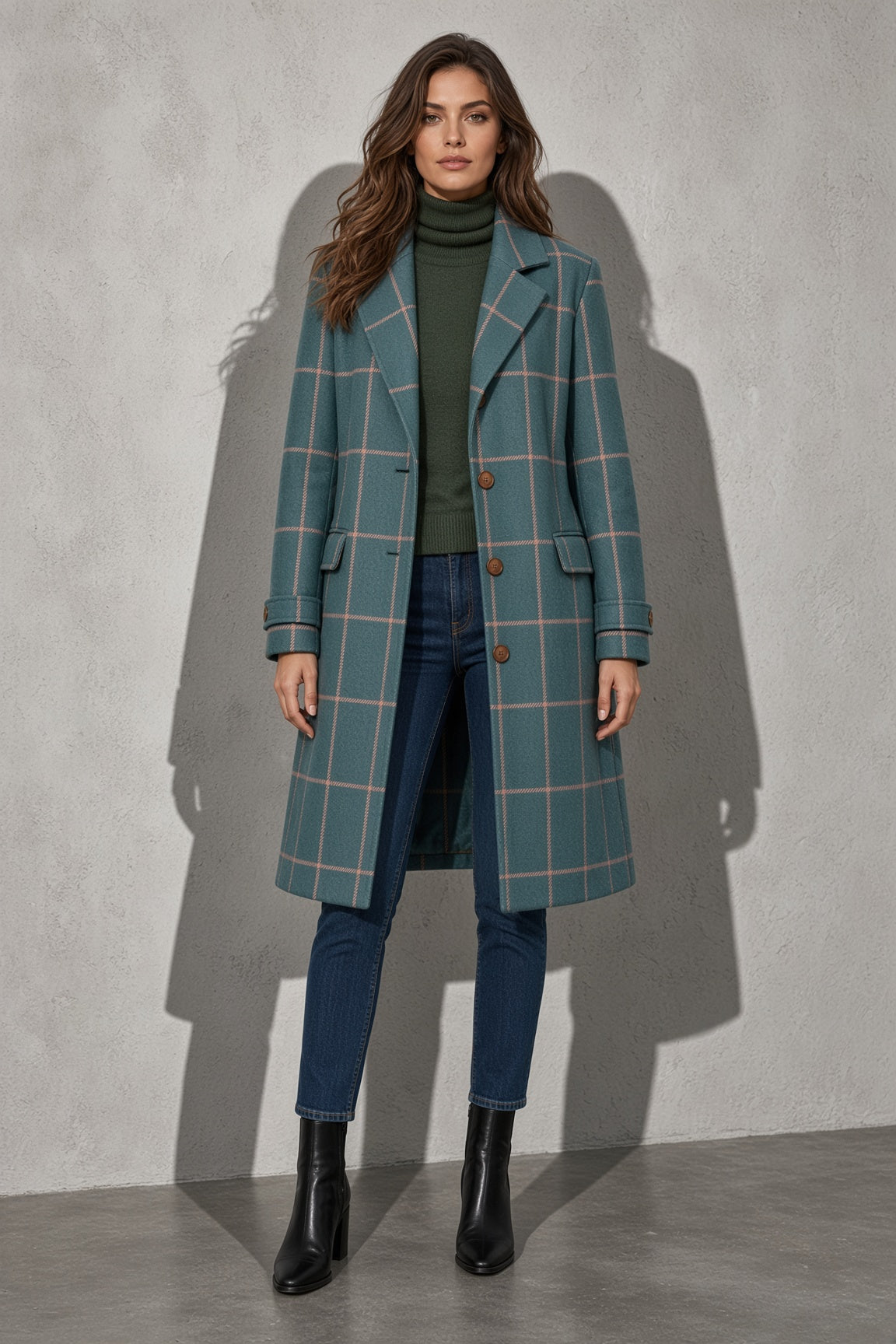 Women's Coat Longline Button Front