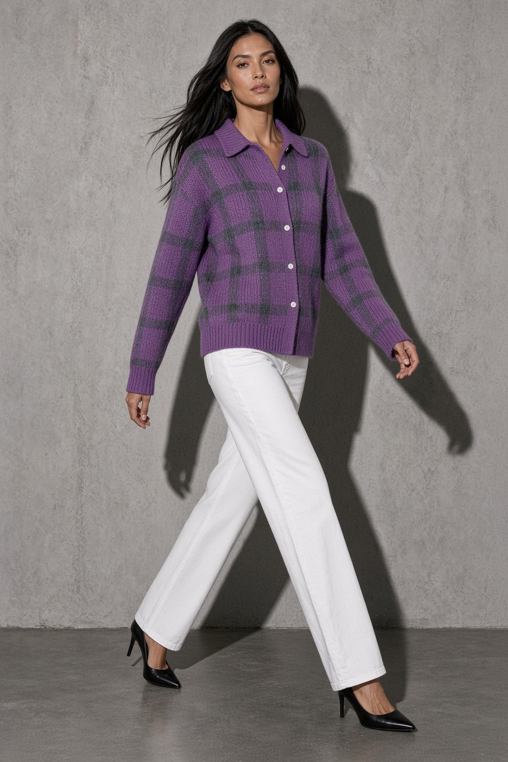 Women's Cardigan Button-Front Longline Shape — Back View (Angle 19)