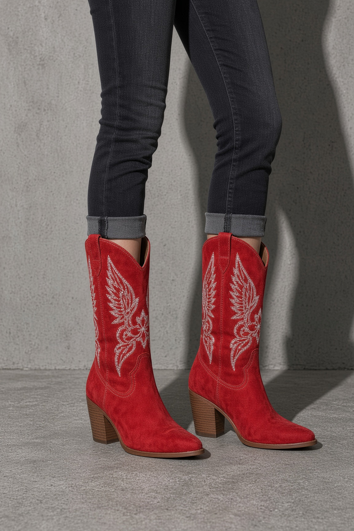 Women's Boots Embroidered Western Knee-High Shaft — Side Profile View