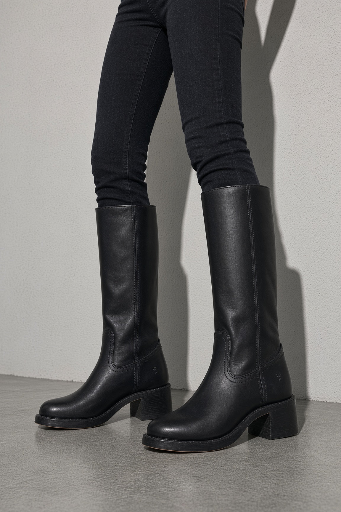 Boots For Women | Mid Calf Block Heel With Closed Toe — Front Studio View