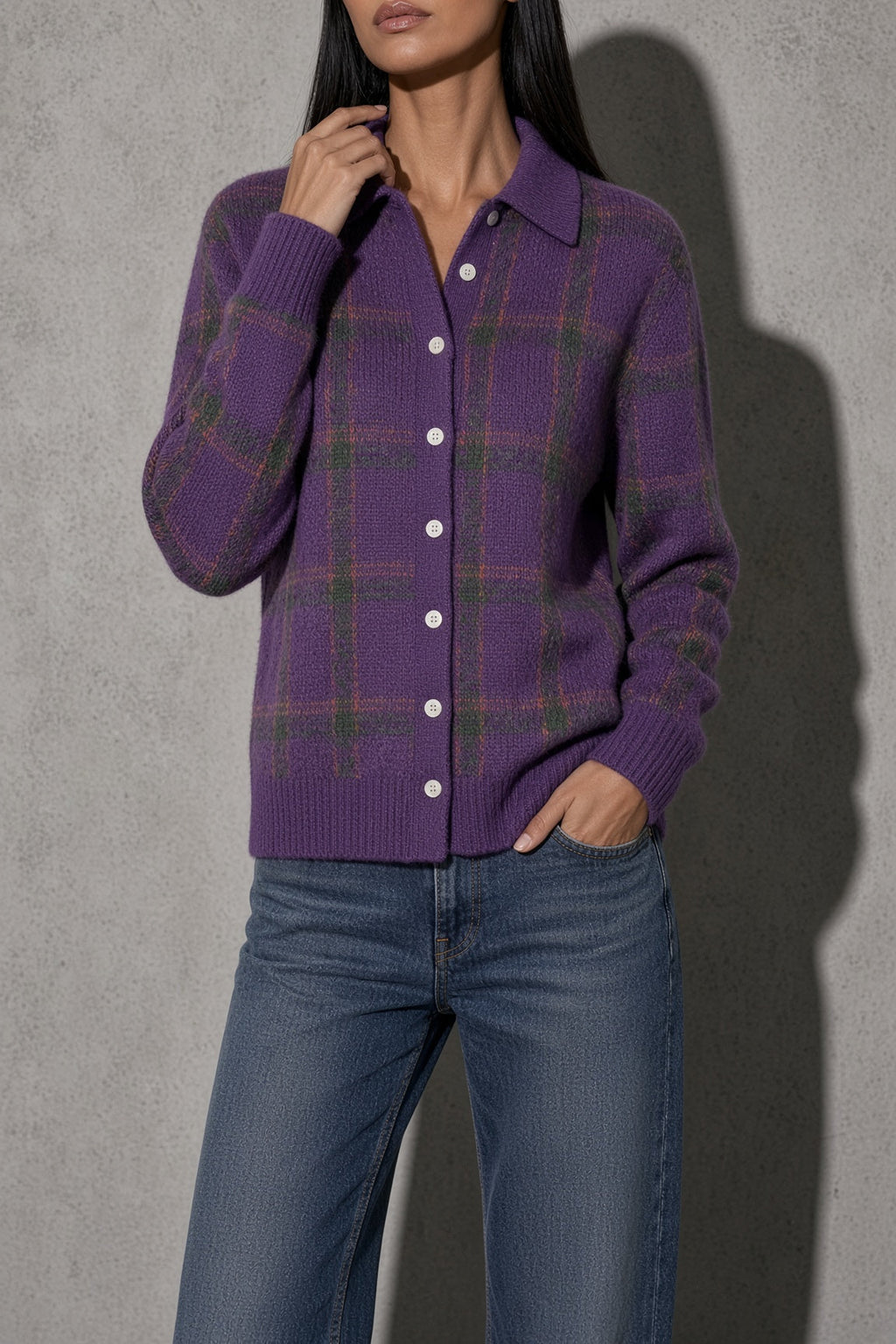 Women's Cardigan Button-Front Longline Shape — Flat Lay Garment View (Angle 26)