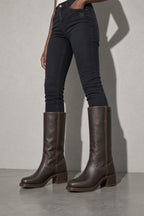 Boots For Women | Mid Calf Block Heel With Closed Toe — Interior Lining & Finish Detail