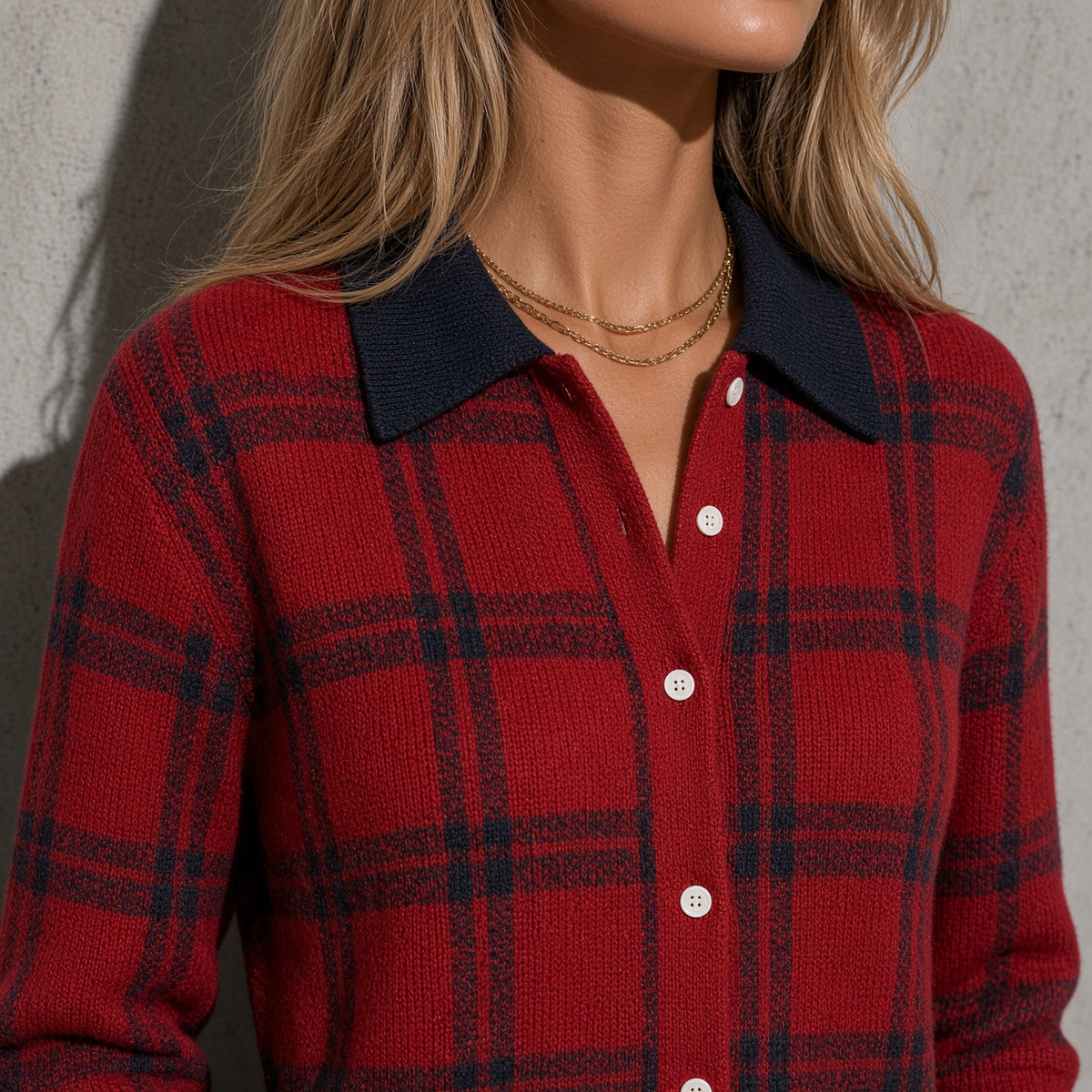 Women's Cardigan Button-Front Longline Shape — Side Profile View