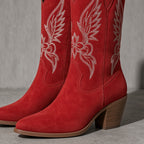 Women's Boots Embroidered Western Knee-High Shaft — Hemline & Edge Construction