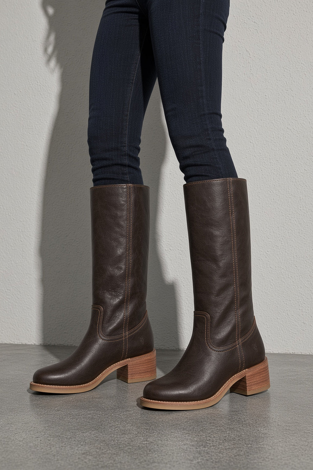 Boots For Women | Mid Calf Block Heel With Closed Toe — Flat Lay Garment View