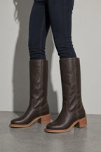 Boots For Women | Mid Calf Block Heel With Closed Toe — Flat Lay Garment View