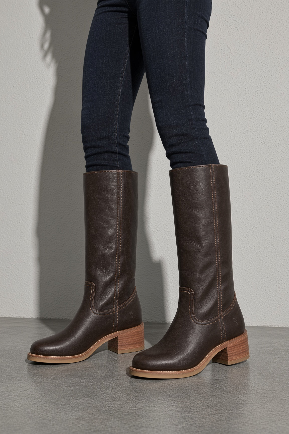Boots For Women | Mid Calf Block Heel With Closed Toe — Flat Lay Garment View