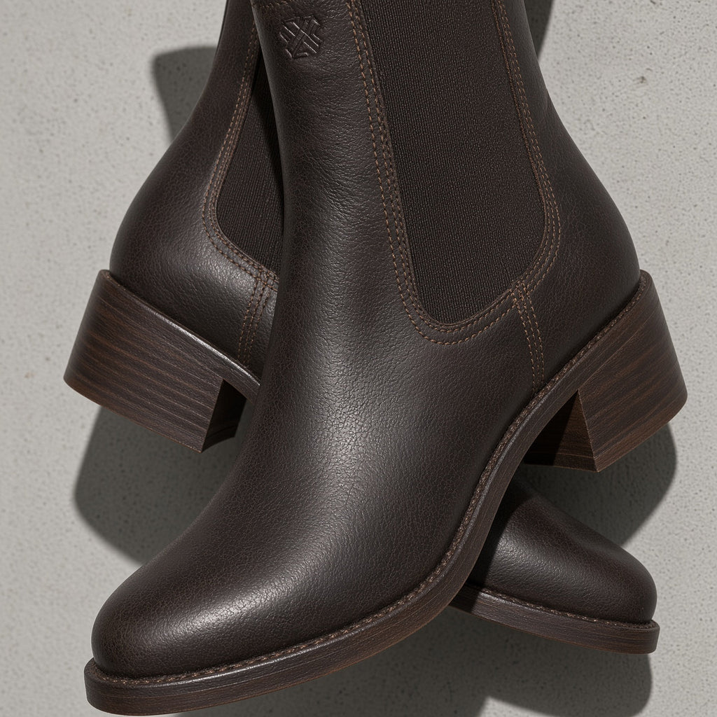 Boots For Women | Mid Calf Block Heel With Closed Toe — Full Length Model View