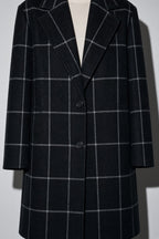Women's Thick Coat Windowpane Plaid Longline — Collar & Neckline Detail