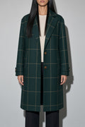 Women's Thick Coat Windowpane Plaid Longline — On-Model Front Angle