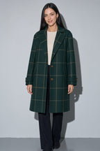 Women's Thick Coat Windowpane Plaid Longline — Interior Lining & Finish Detail